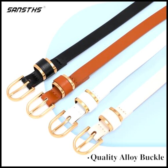 Skinny Belt Set Gold Buckle Minimal Chic Accessory for Dresses Jeans Coats main image 5